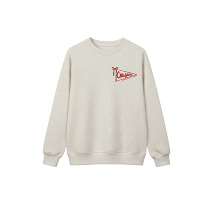 Embroidered Cougars Pennant Flag Youth Crewneck | CCSED29