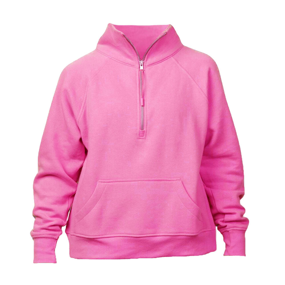 hot pink boxy quarter zip