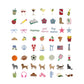 Collection of various icons and illustrations on a white background