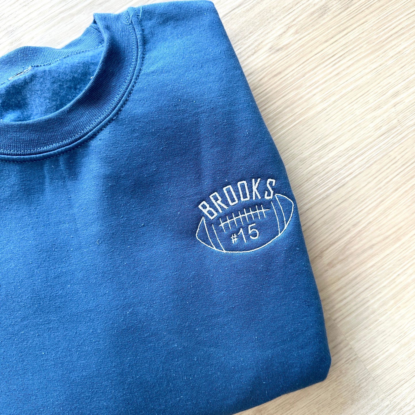 Embroidered Custom Football Player/Number Crewneck Sweatshirt and T-Shirt