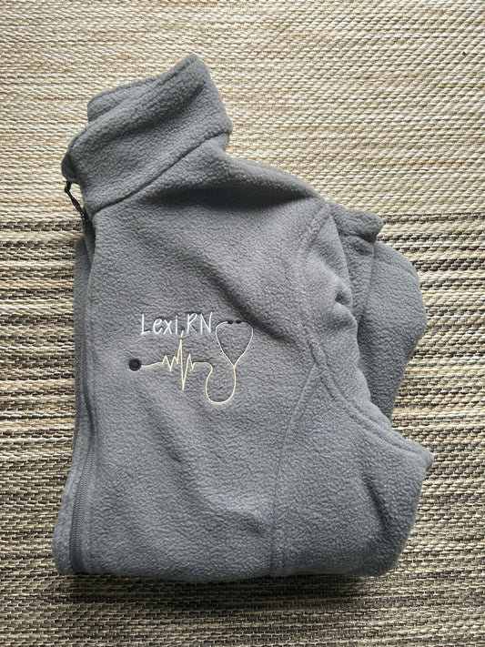 Smoke Personalized Nurse Midweight Fleece Jacket | Size Large | Lexi, RN | Blooper
