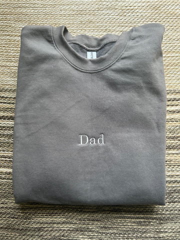 Charcoal Minimal Dad Embroidered Crewneck Sweatshirt | XL | Dad | Blooper