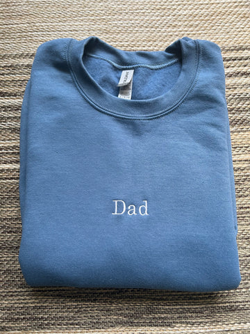 Indigo Minimal Dad Embroidered Crewneck Sweatshirt | XL | Dad | Blooper