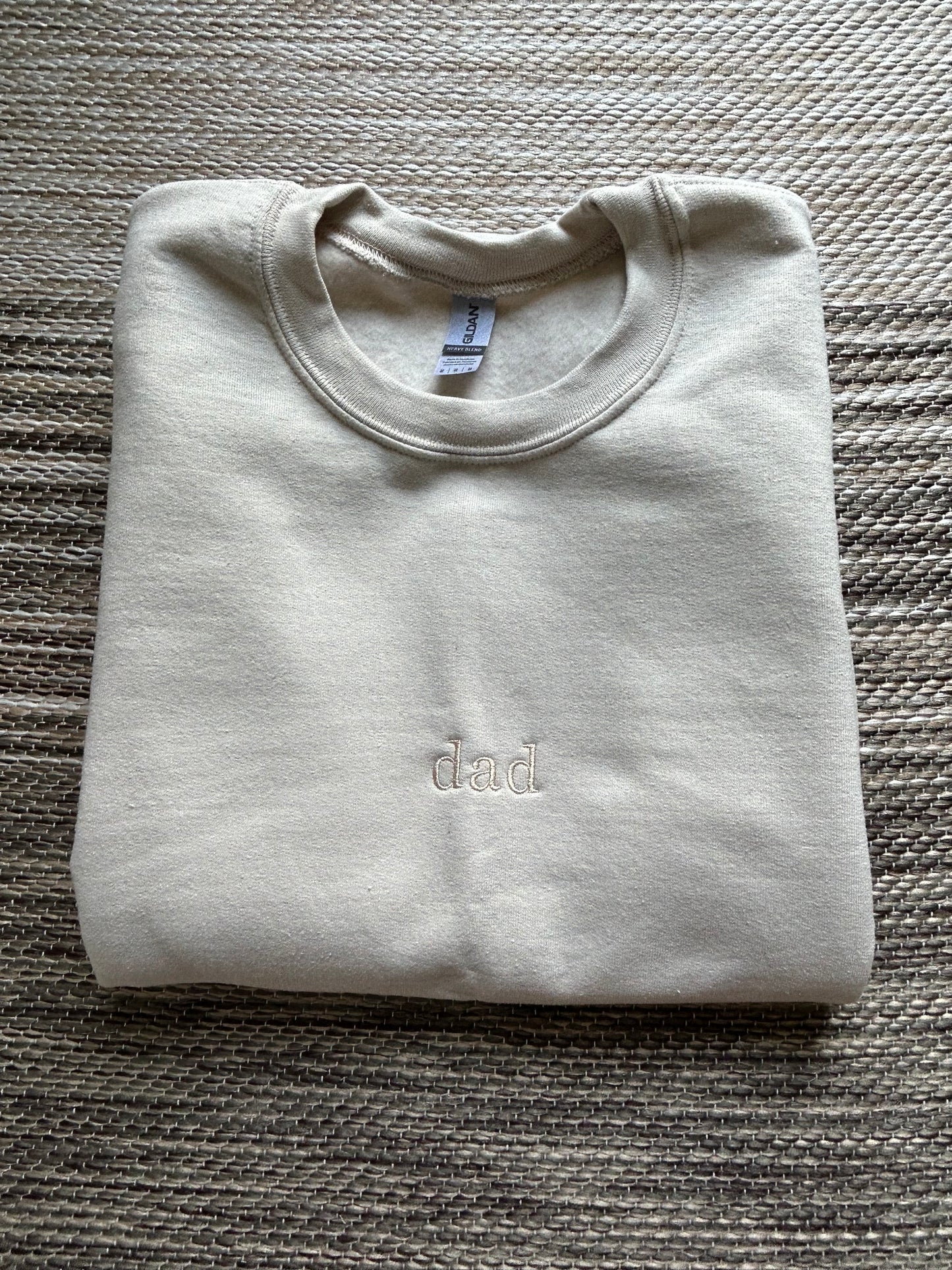 Sand Minimal Dad Embroidered Crewneck Sweatshirt | Medium | dad | Blooper