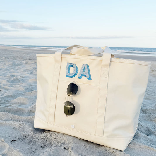 Shadow Block Initials Embroidered TRVL Maxi Coated Canvas Tote