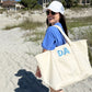 Shadow Block Initials Embroidered TRVL Maxi Coated Canvas Tote