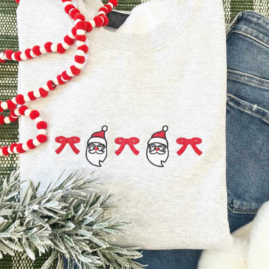 Coquette Santa Embroidered Crewneck Sweatshirt