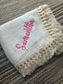 White Embroidered Newborn Muslin Blanket with Decorative Trim | Samantha | Blooper