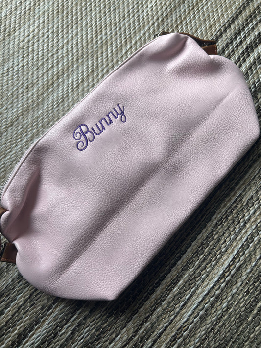 Pink Monogrammed Vegan Leather Pouch | Bunny | Blooper