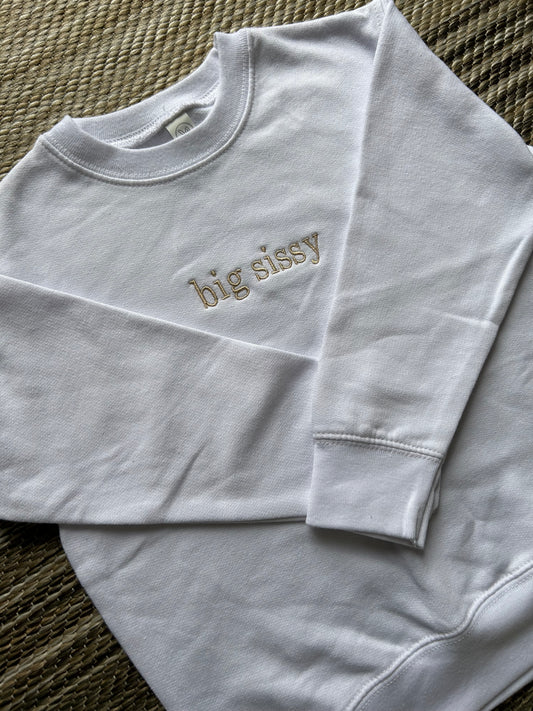White Minimal Sibling Sweatshirt | 4T | big sissy | Blooper