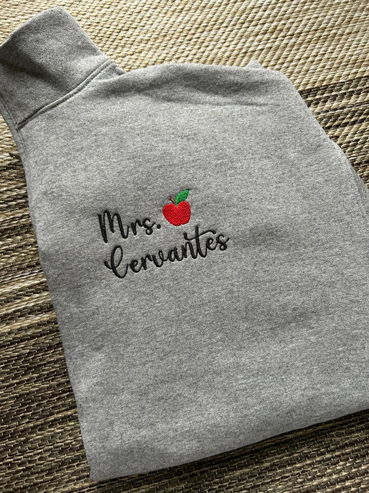 Oxford Mini Apple Personalized Teacher Quarter Zip | XL | Mrs. Cervantes | Blooper