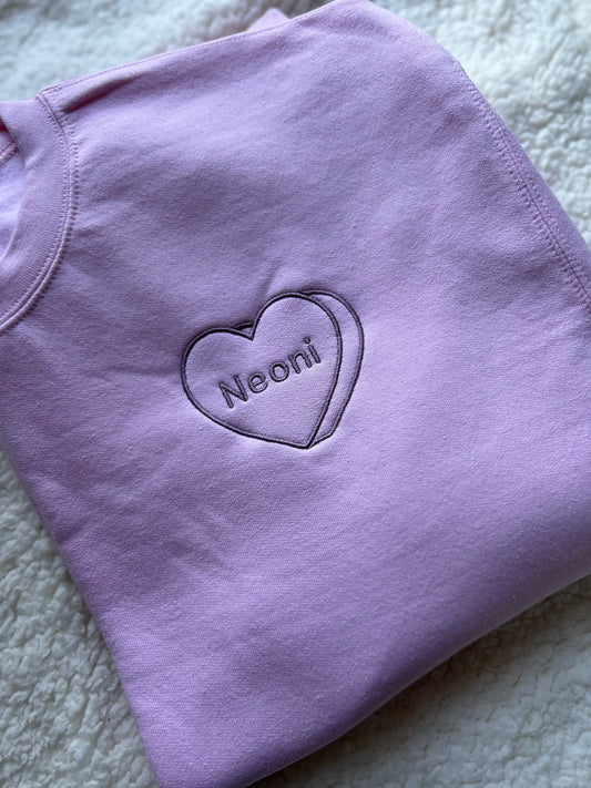 Light Pink Candy Heart Crewneck Sweatshirt | Large | Neoni | Blooper