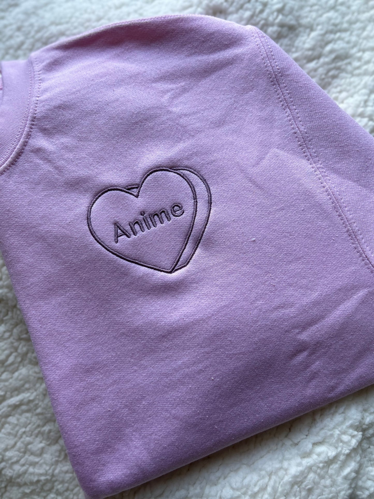 Light Pink Candy Heart Crewneck Sweatshirt | Medium | Anime | Blooper