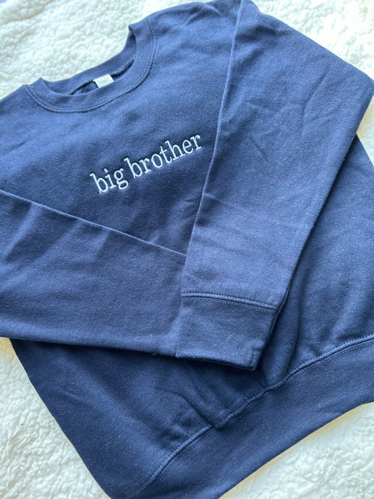 Navy Minimal Sibling Sweatshirt | 5/6T | big brother | Blooper