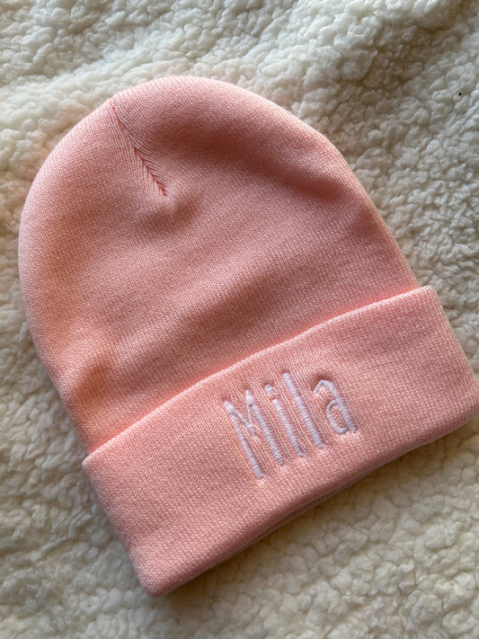 Pink Personalized Youth Beanie | Mila | Blooper