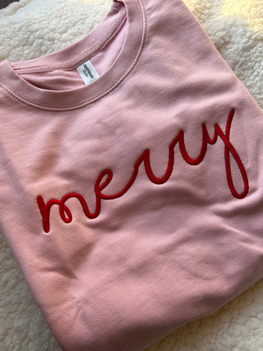 Light Pink Merry Crewneck Sweatshirt | XL | Blooper