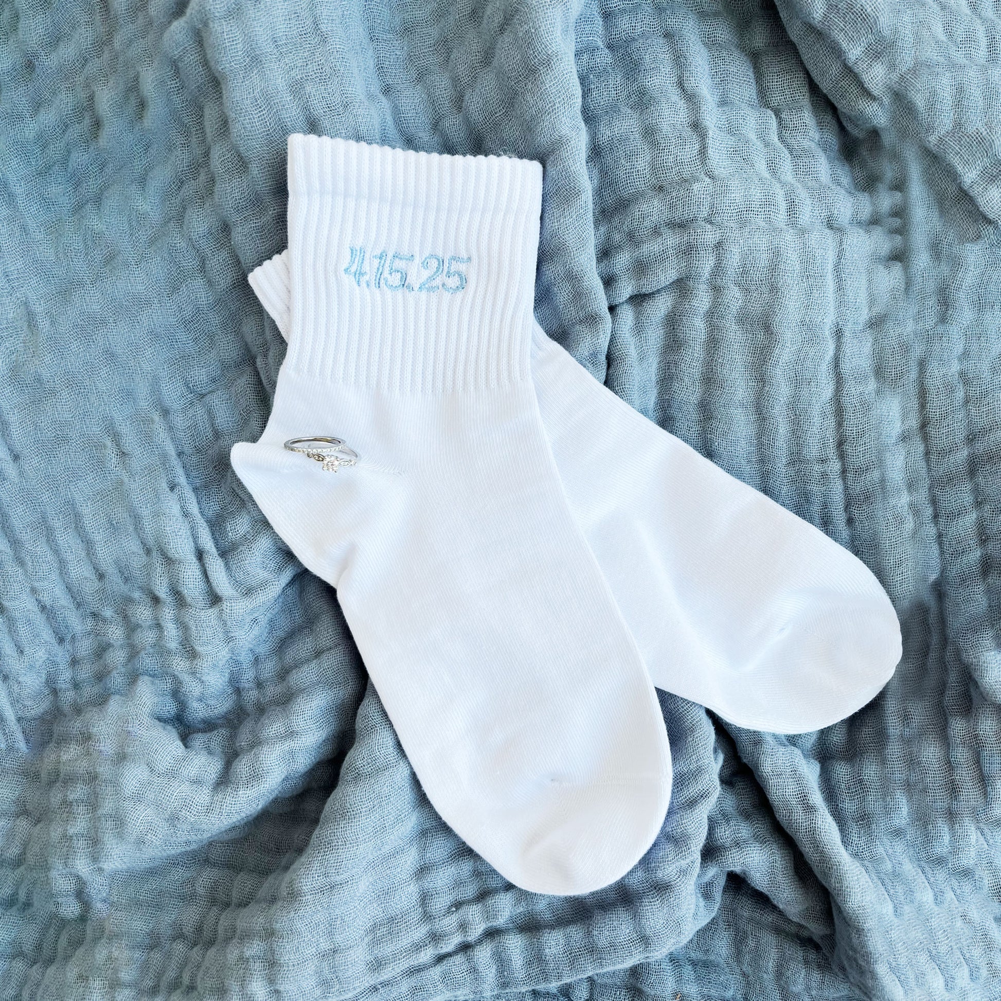 Custom Embroidered Date Ankle Socks Custom Embroidered Date Ankle Socks