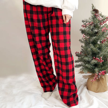 Flannel Pants Plus Size Red Buffalo Plaid Pajamas Cute Plaid