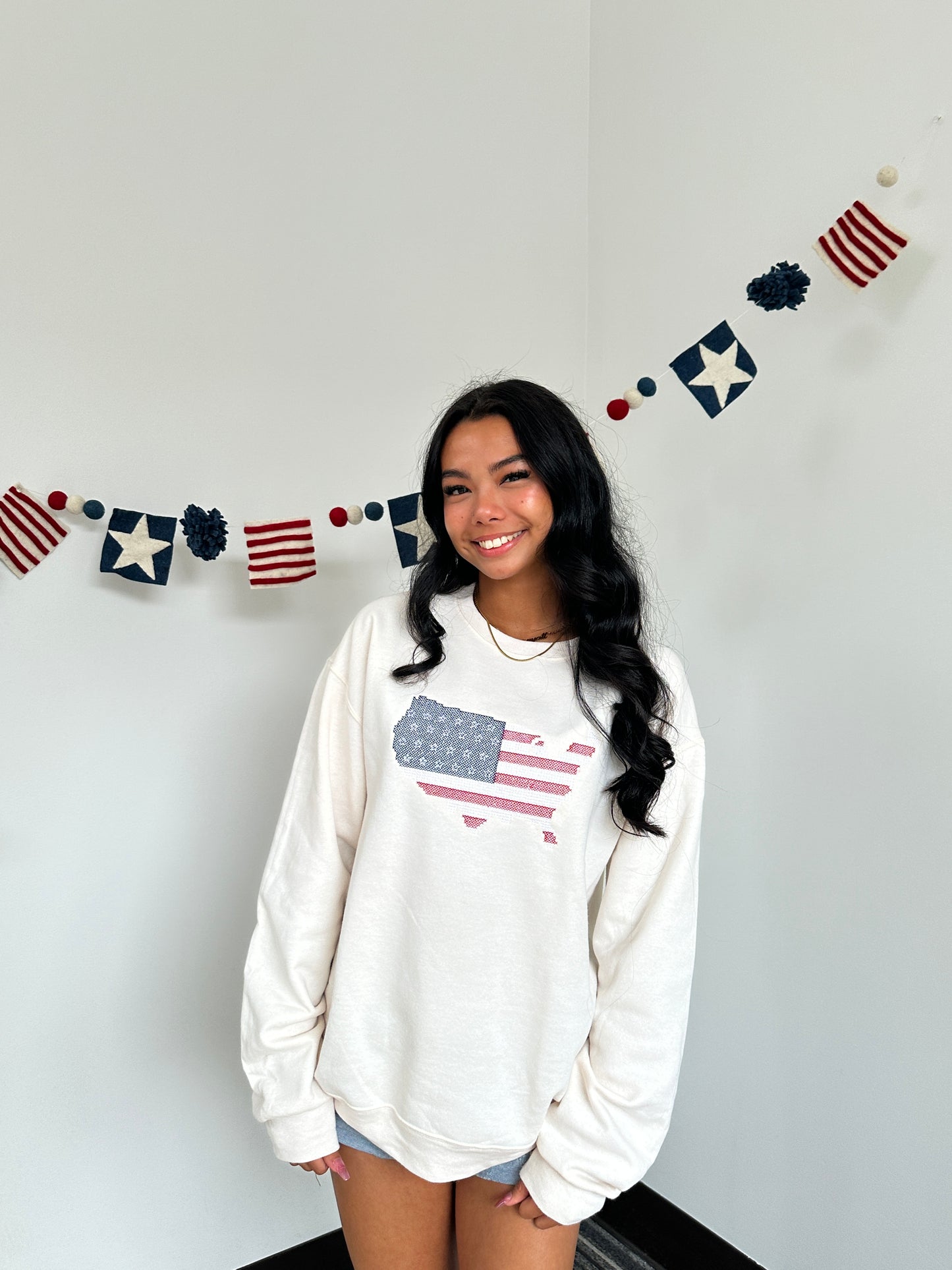 USA Embroidered 'Cross Stitch' Unisex Sweatshirt