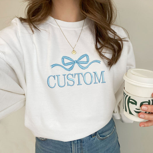 Custom Bow Embroidered Gemma Crewneck Sweatshirt