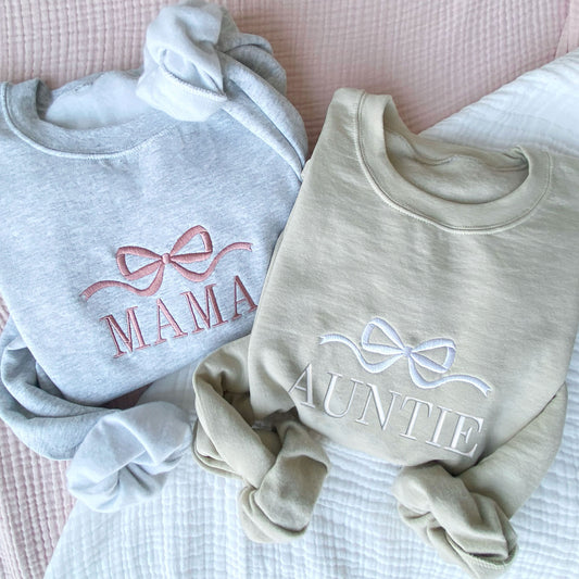 Custom Bow Embroidered Gemma Crewneck Sweatshirt