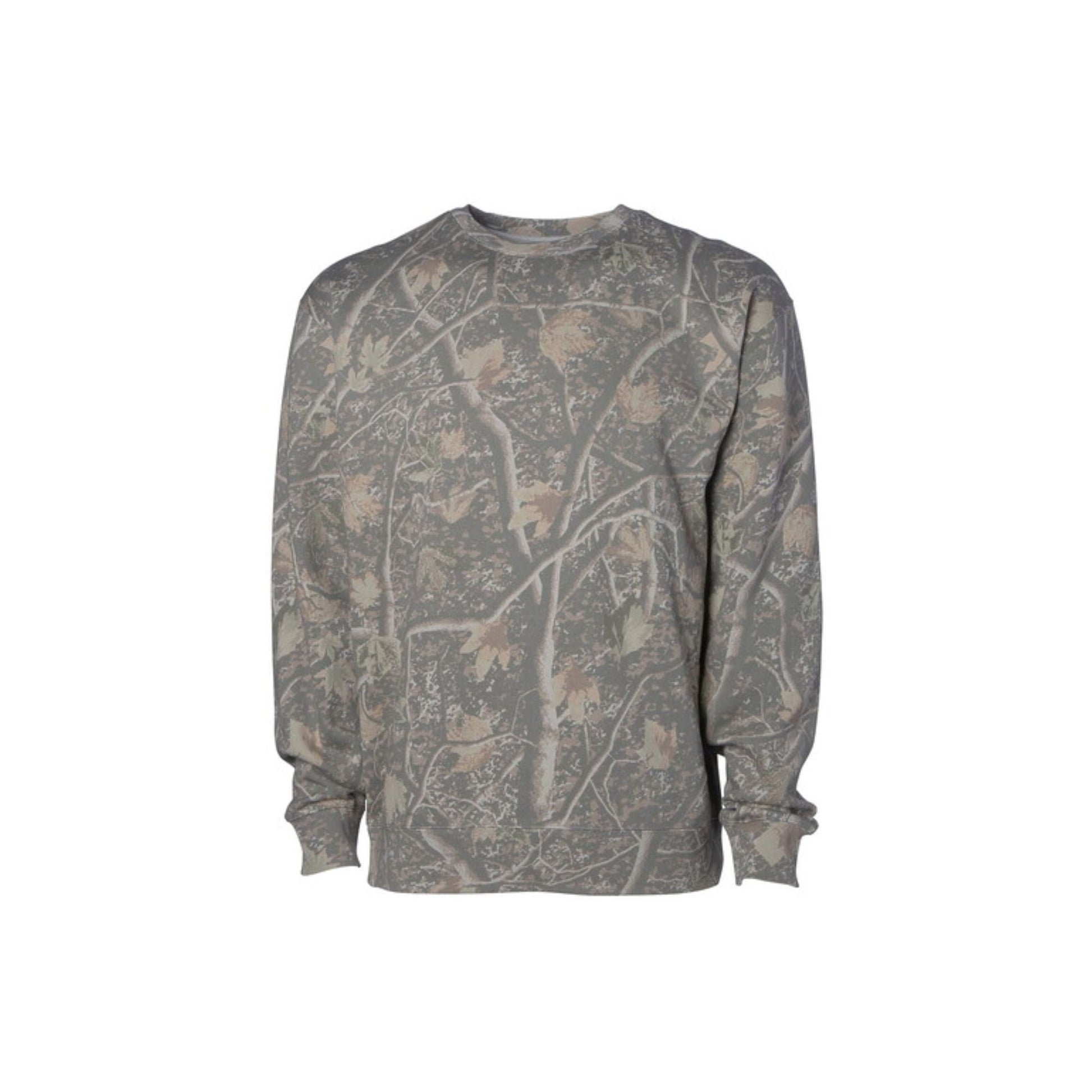 Gray long-sleeve shirt with a subtle pattern on a white background