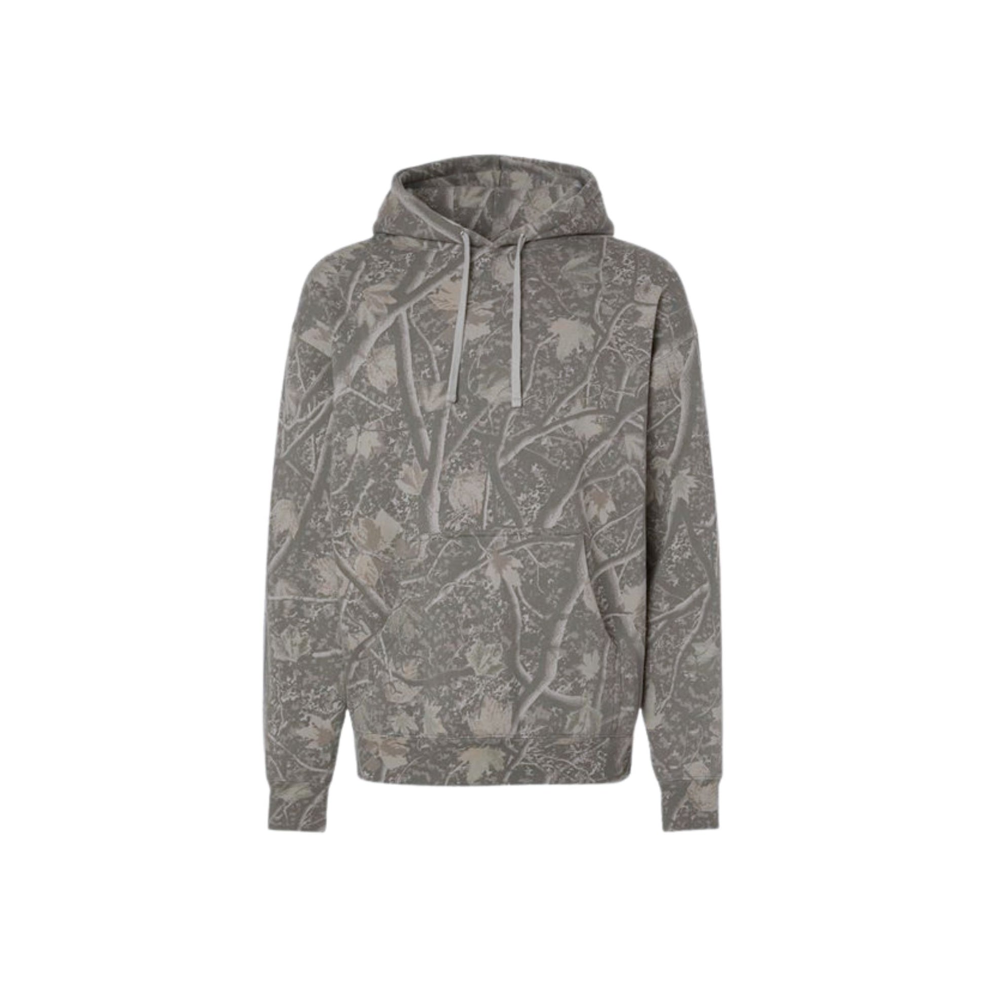 Gray hoodie with a subtle pattern on a white background