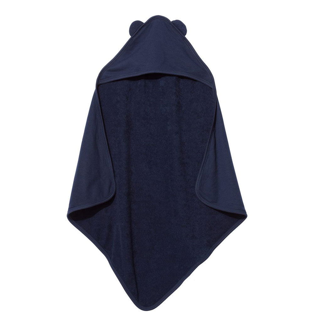 navy hooded baby towel