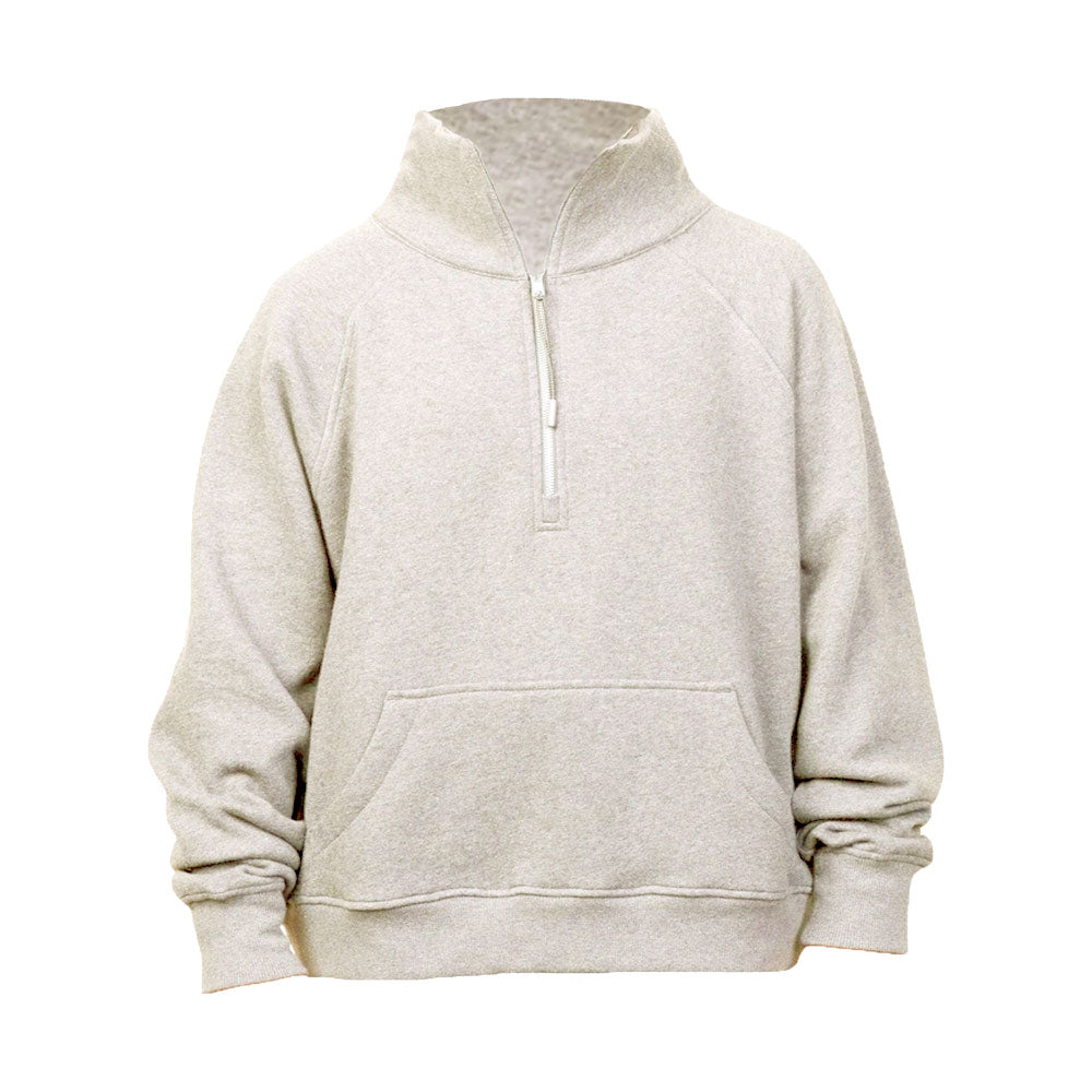 oatmeal heather boxy quarter zip