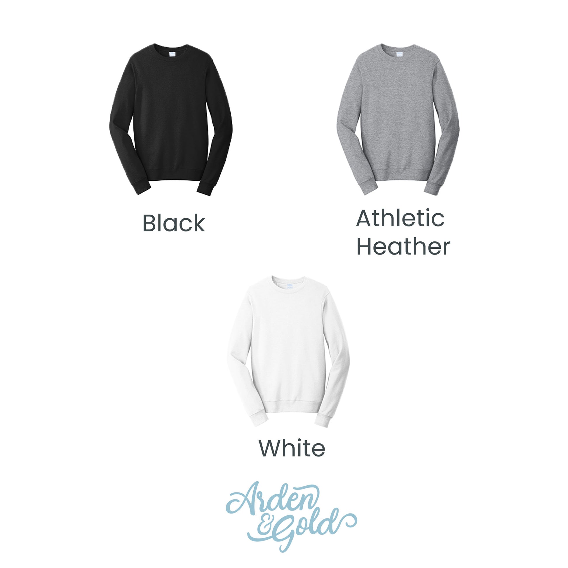 devin crewneck sweatshirt color shet featuring black, athletic heather, and white