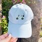 youth baby blue baseball cap with mini embroidered gold cart