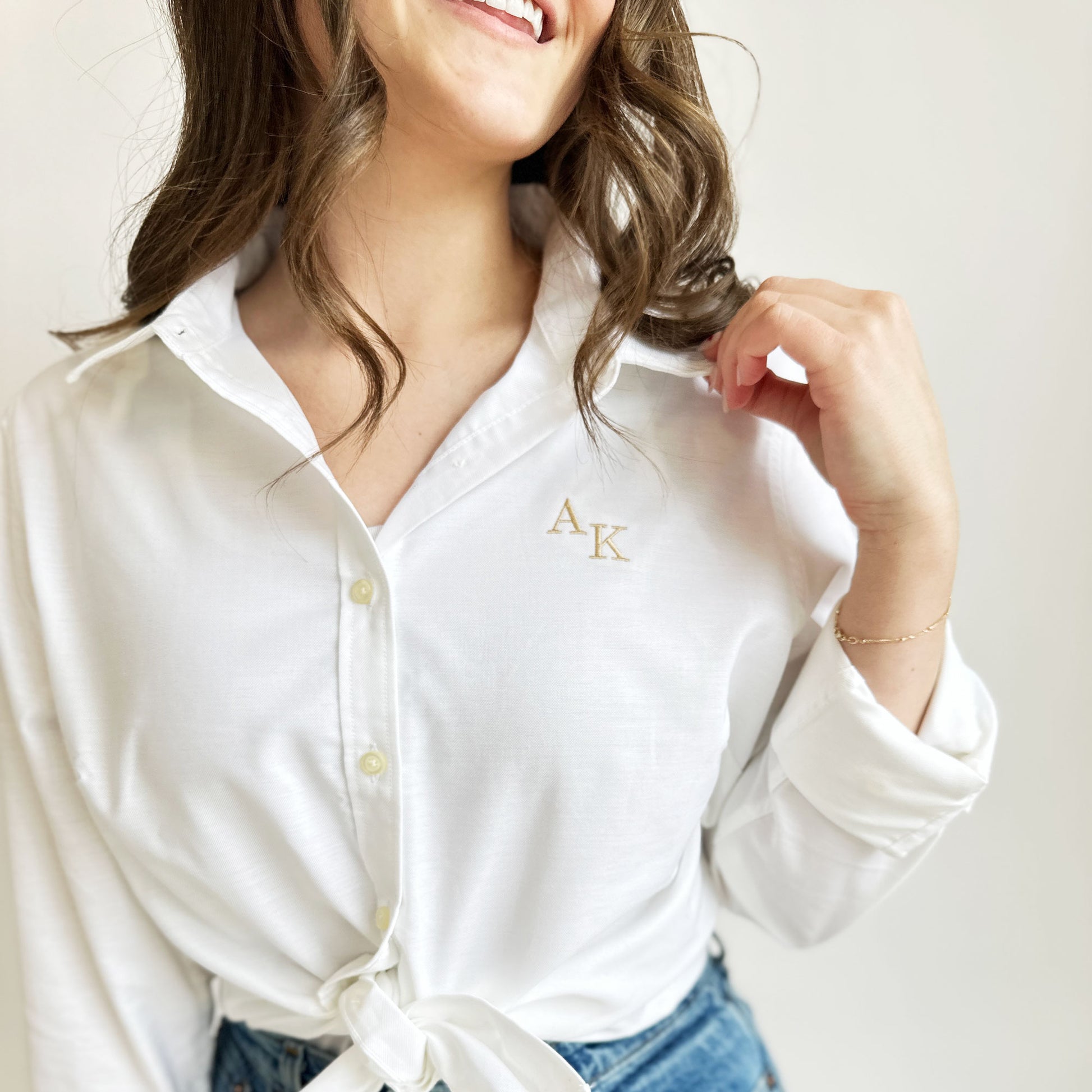 Mini Monogram Ladies Oxford Button Down for Women in Soft Purple Mini Monogram Ladies Oxford Button Down for Women in Soft Purple