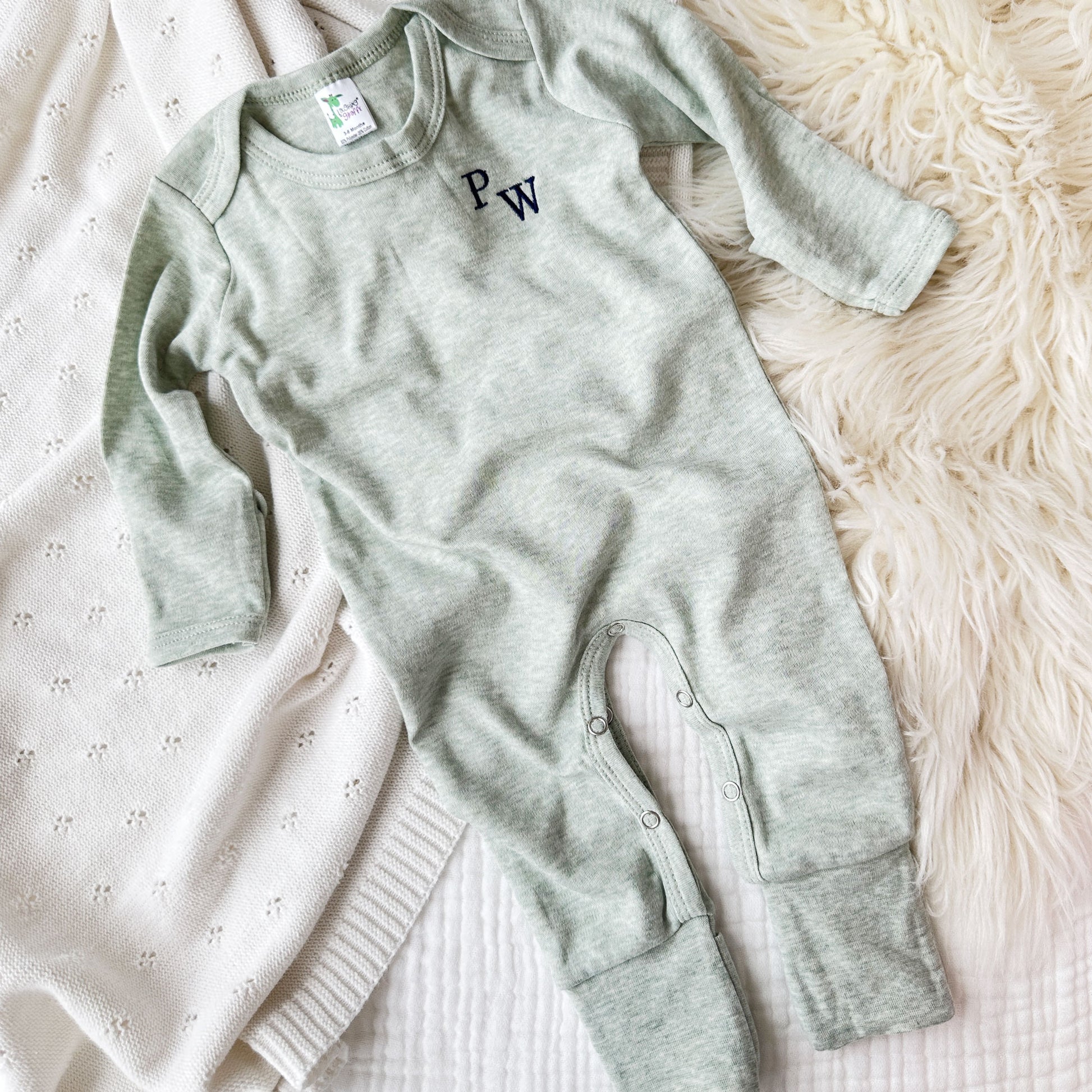 Personalized Baby Leighton Footed Pajamas with Fold Over Mittens