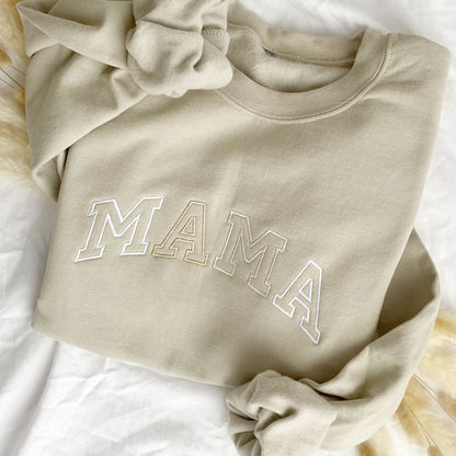 Neutral Embroidered MAMA Crewneck Sweatshirt