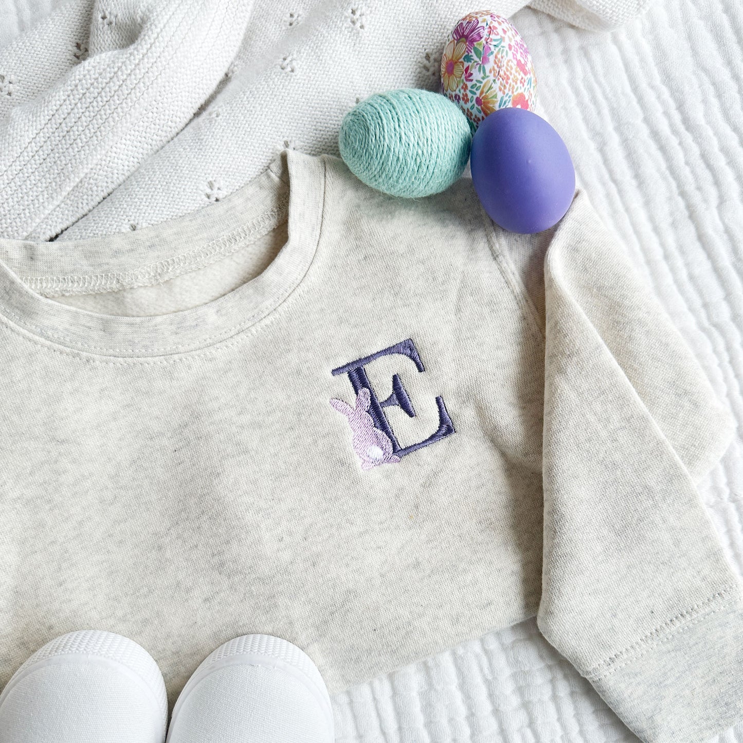 Embroidered Initial and Bunny Toddler Sweatshirt