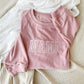 cute pink custom embroidered mama crewneck pullover