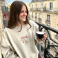 Embroidered Paris France Sweatshirt | French Croissant Sweatshirt