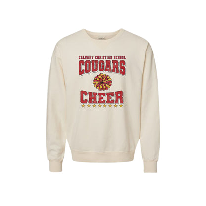 Printed Distressed Cougars Cheer Garment Dyed Adult Pullover | CCSDTG15