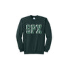Dark green sweatshirt with 'SPX' printed on a white background