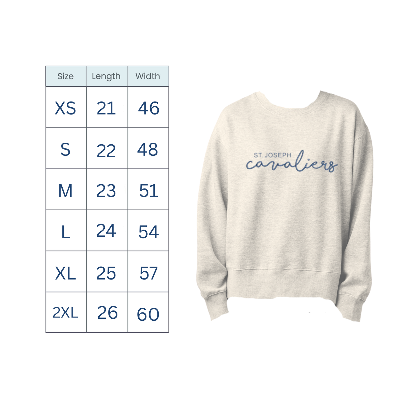 Ladies St. Joseph Cavaliers Script Embroidered Boxy Pullover | SJSE6