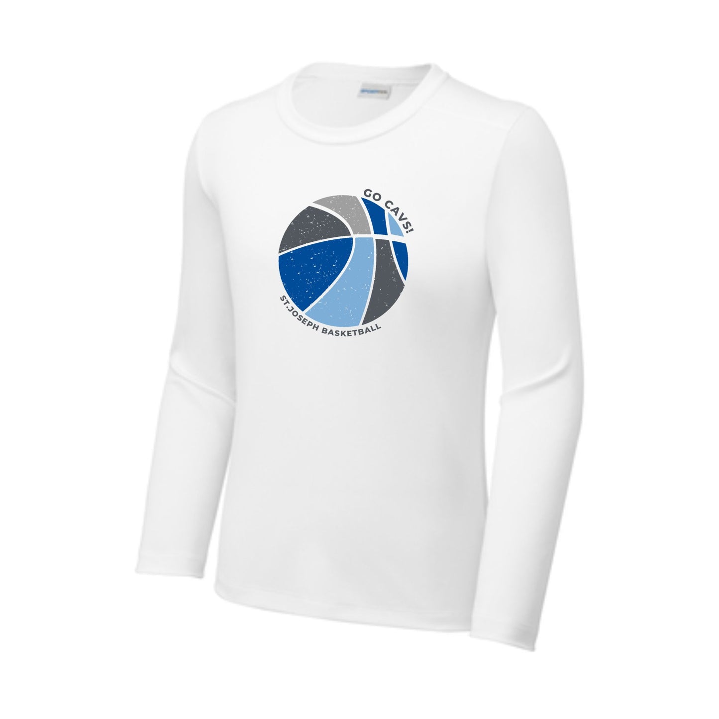 GO CAVS! St. Joseph Basketball Adult Posi-UV Long Sleeve Tee | SJSDTF8