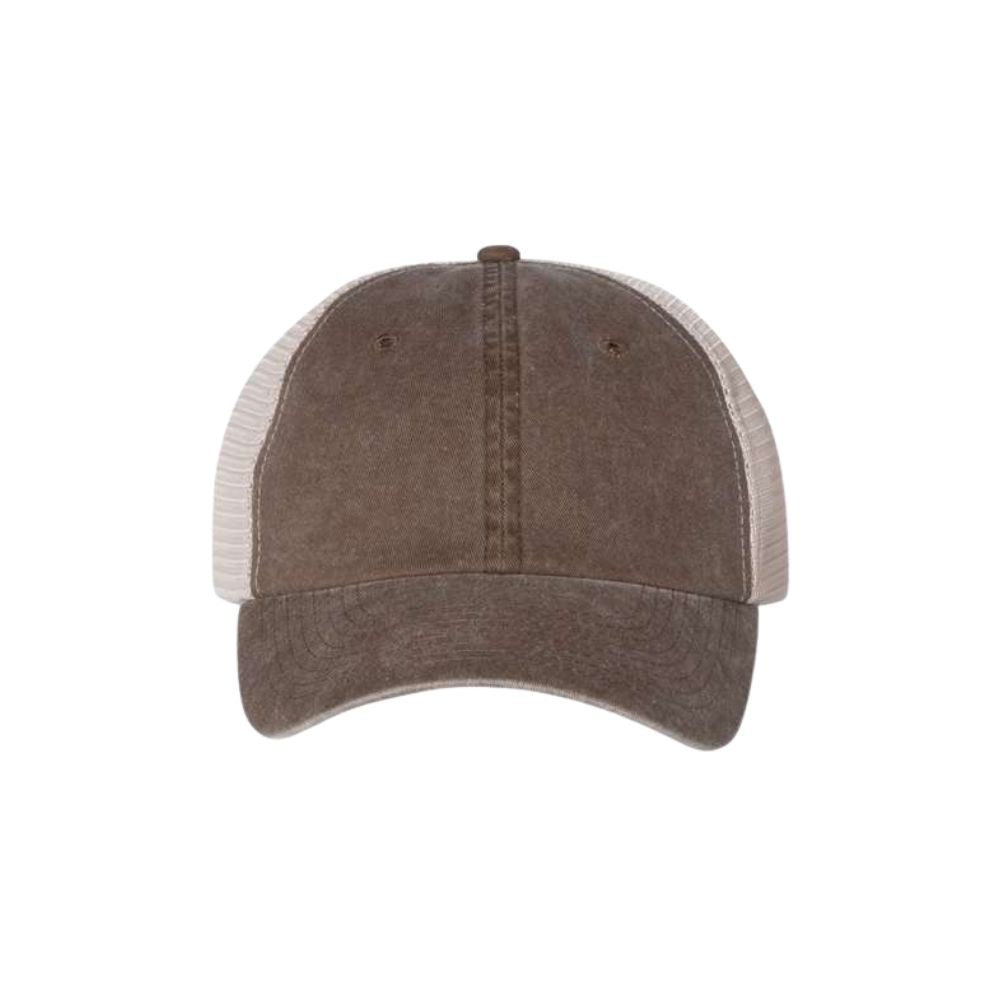 brown pigment-dyed mesh back trucker hat
