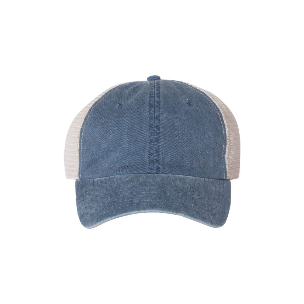 navy pigment-dyed mesh back trucker hat