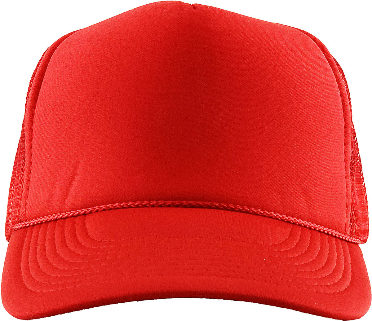 red trucker hat