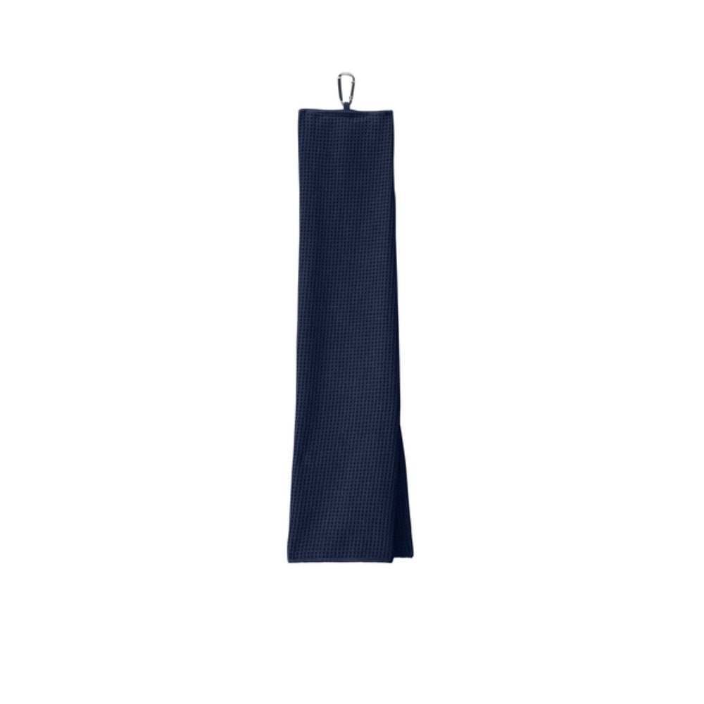 navy tri-fold waffle microfiber towel