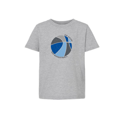 heather grey t-shirt with a go cavs basketball print