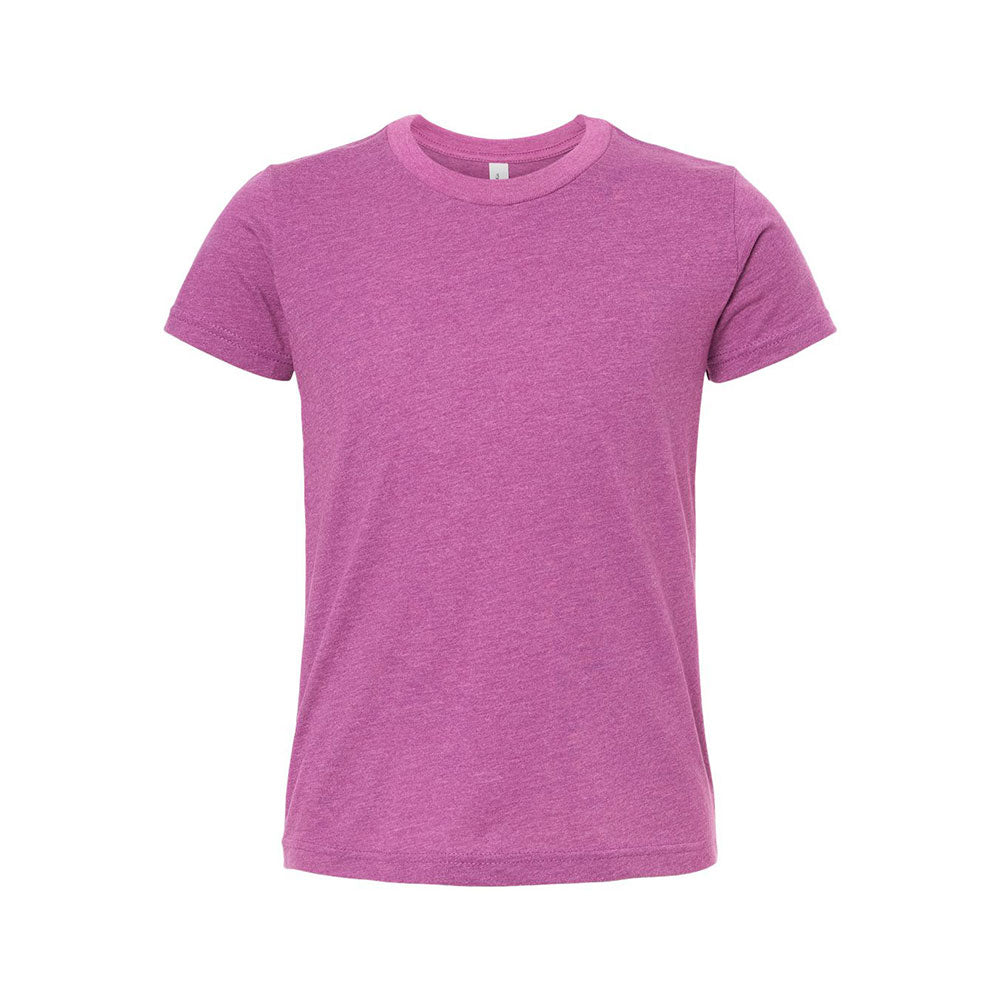 heather magenta bella and canvas youth tee
