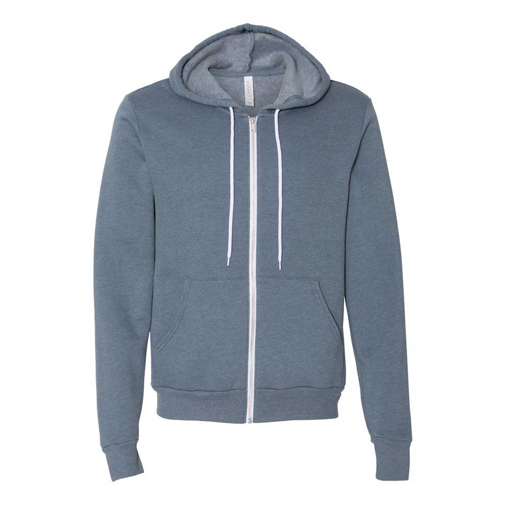 heather slate bella and canvas full zip hooded jacket 