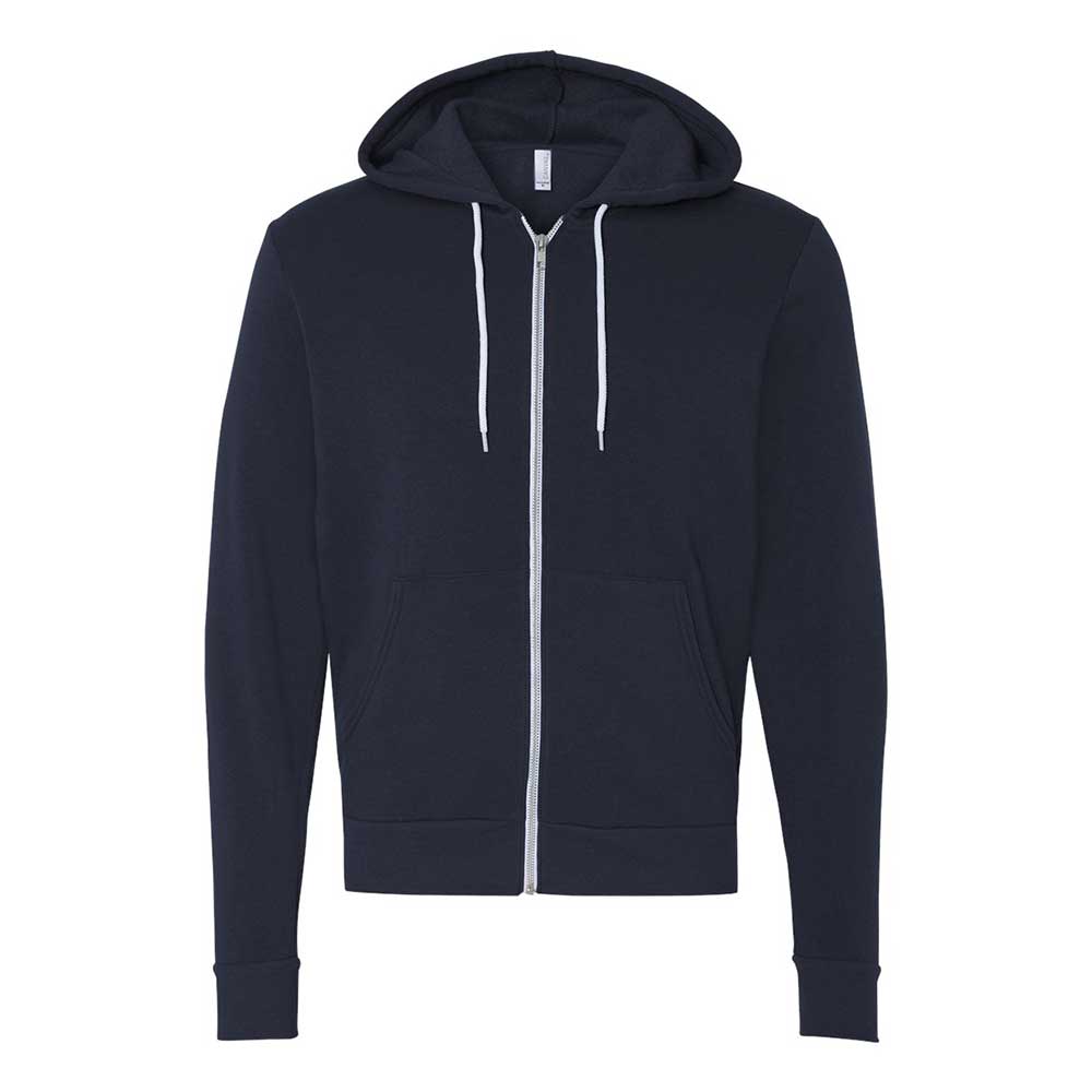 navy bella and canvas full zip hooded jacket 