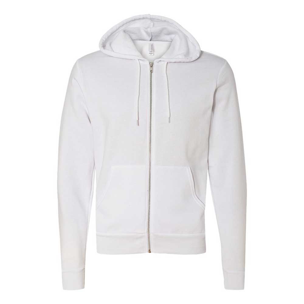 white bella and canvas full zip jacket 